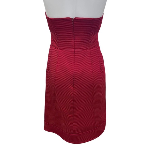 Nanette Lepore Strapless Cocktail Dress Crimson Red Ribbon Tie Waist 2 - Picture 7 of 12